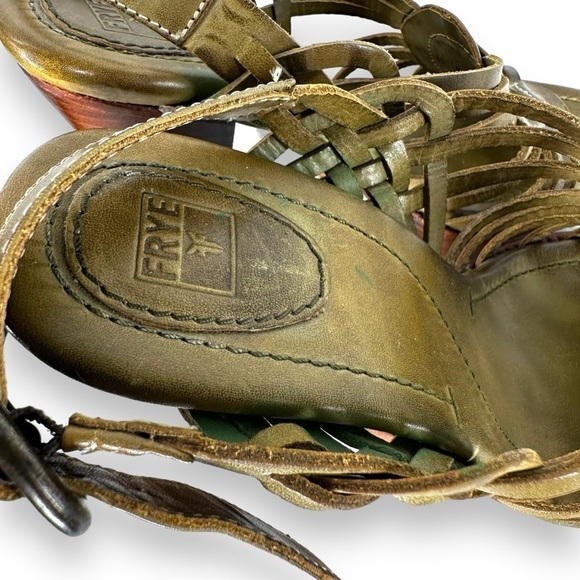 Frye Olive Green Strappy Heels - Picture 4 of 6